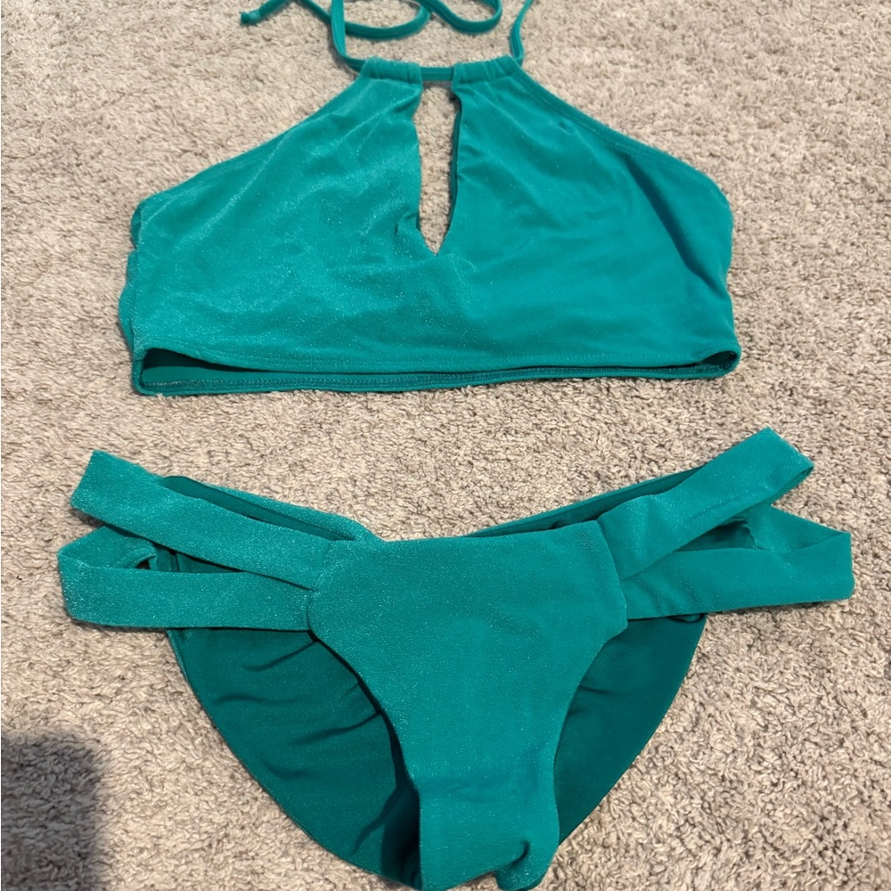 Shimmery Teal Bikini Set